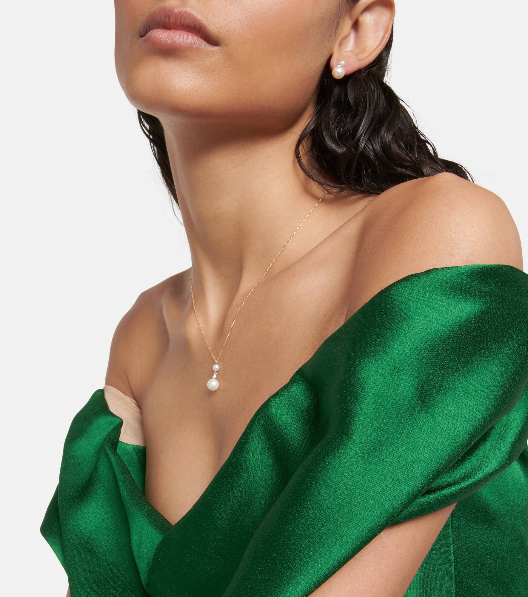Rêve Simple 14kt gold necklace with diamonds and pearls - 5