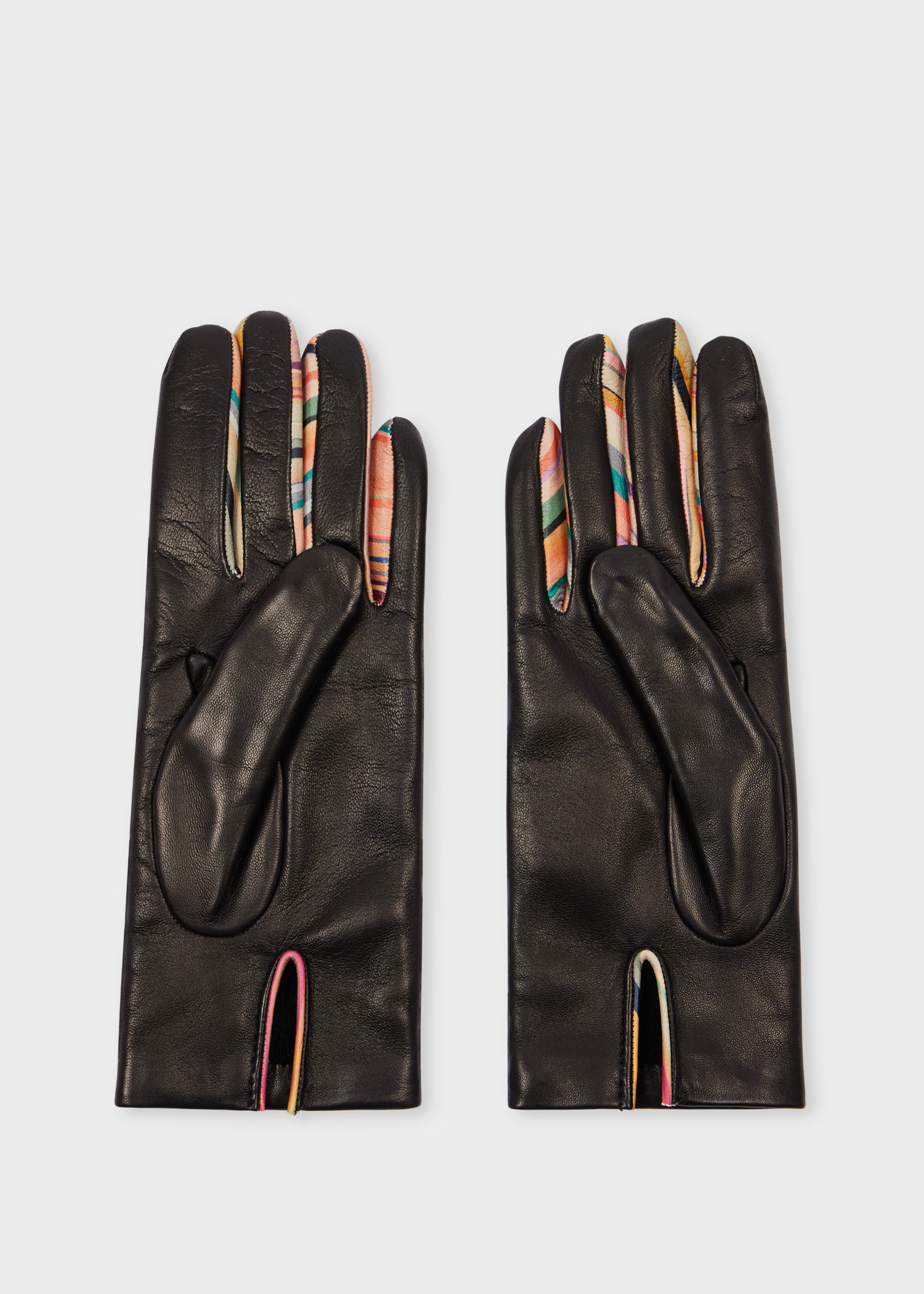 Women's Black Leather 'Swirl' Gloves - 2