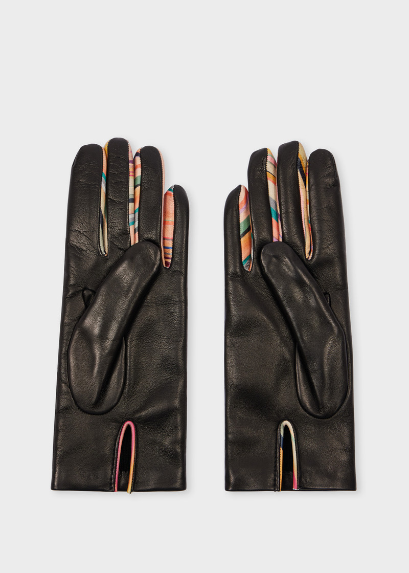 Paul Smith Women's Black Leather 'Swirl' Gloves outlook