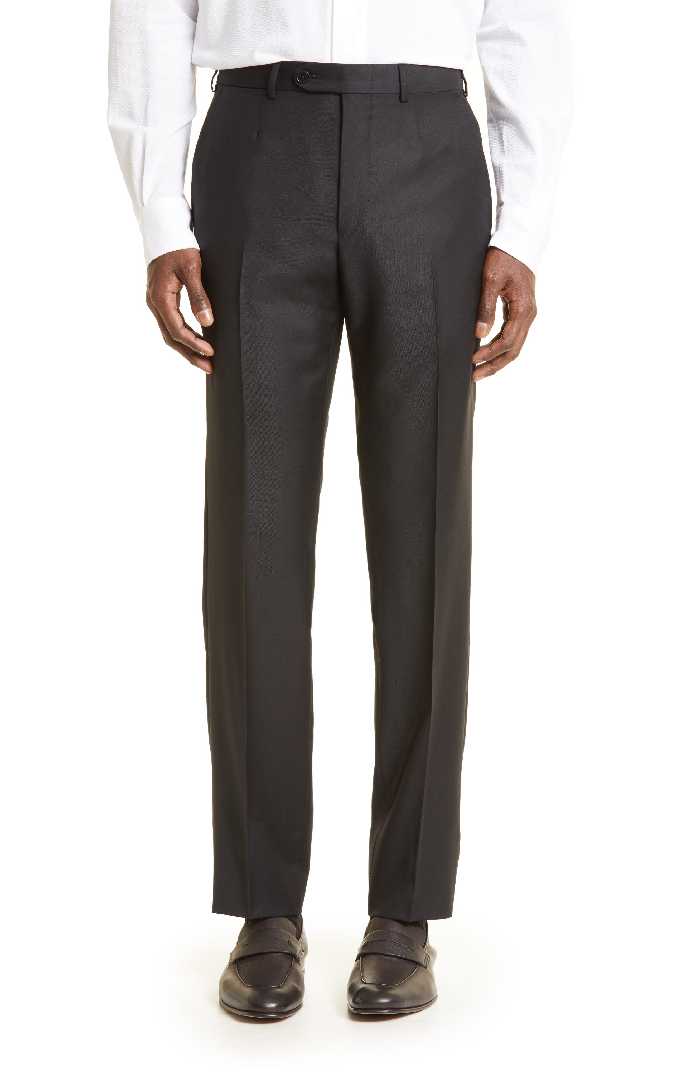Trofeo Solid Black Wool Suit - 5