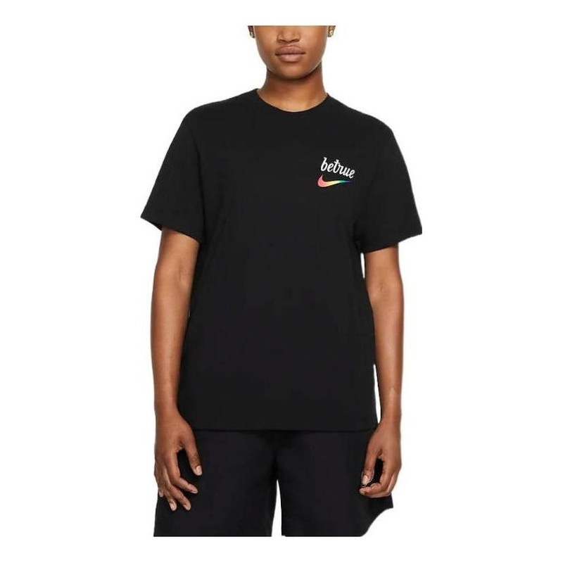 Nike Logo Printing Round Neck Short Sleeve Black DJ0929-010 - 1