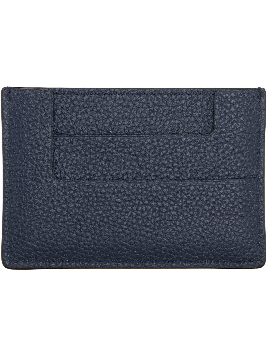 Navy Grain Leather Card Holder - 2