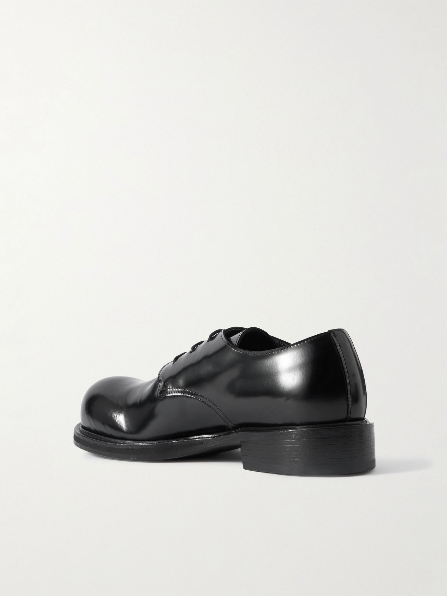 Glossed-Leather Derby Shoes Black - 4