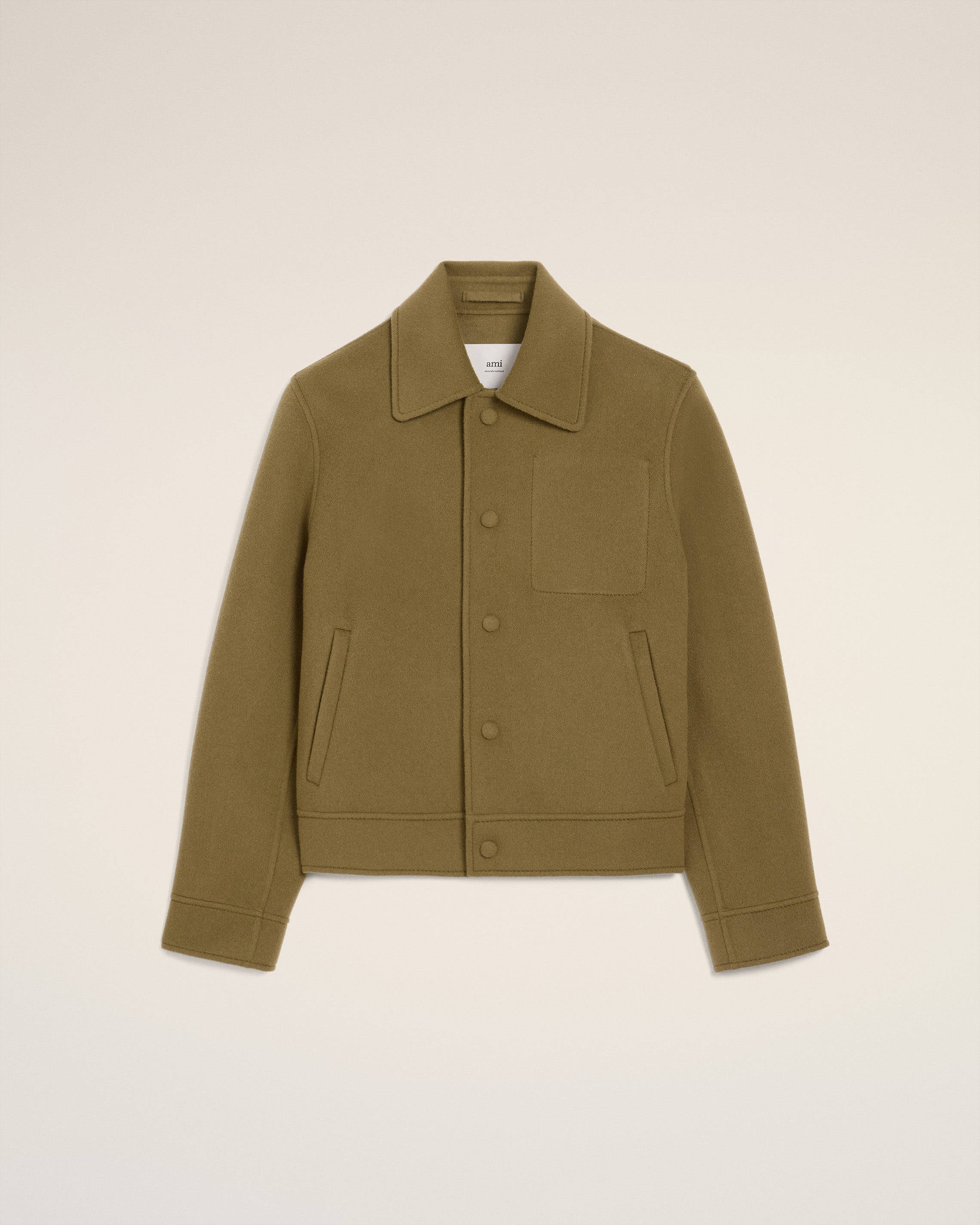 GREEN WOOL BOXY BUTTONED JACKET - 2