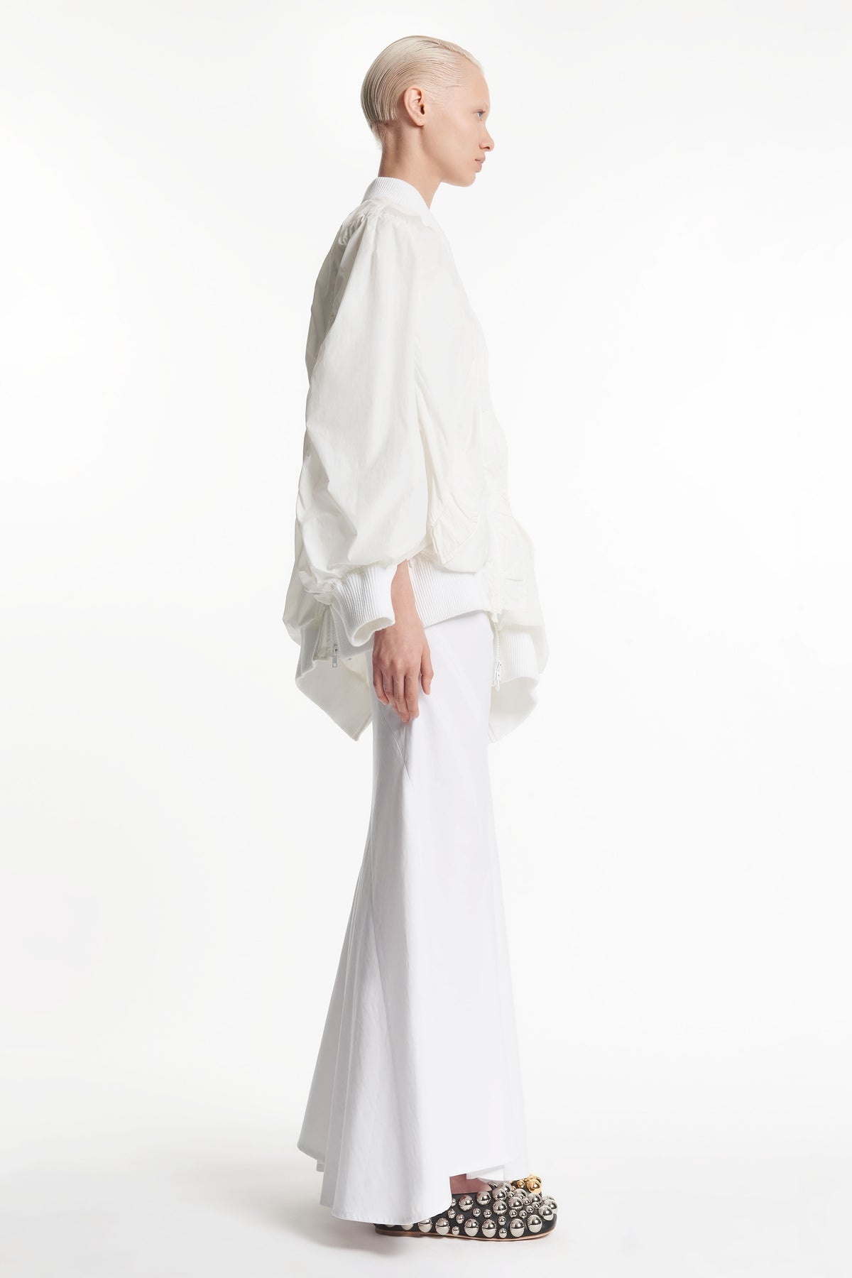 DECONSTRUCTED OVERSIZED BOMBER JACKET WHITE - 3