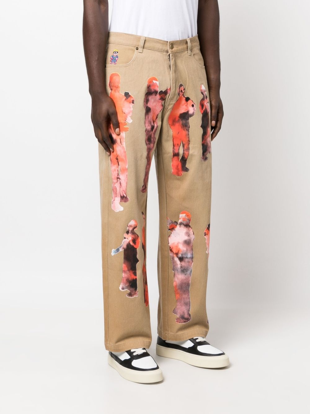 graphic-print cotton straight-leg jeans - 3