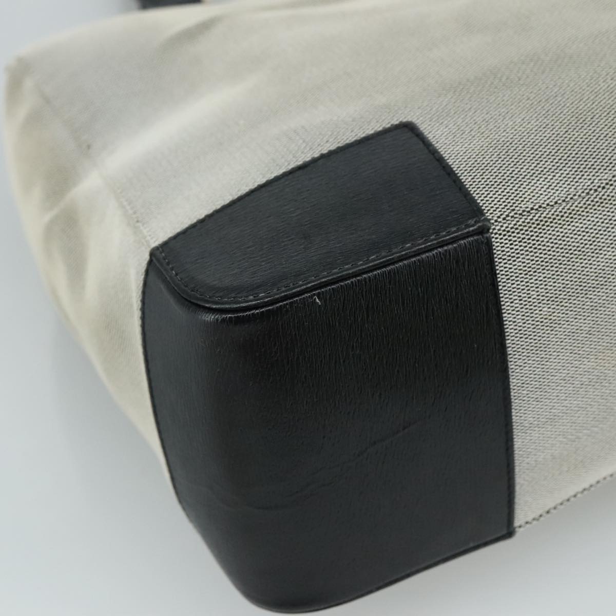 GUCCI Hand Bag Canvas Leather Gray Black Gold - 13