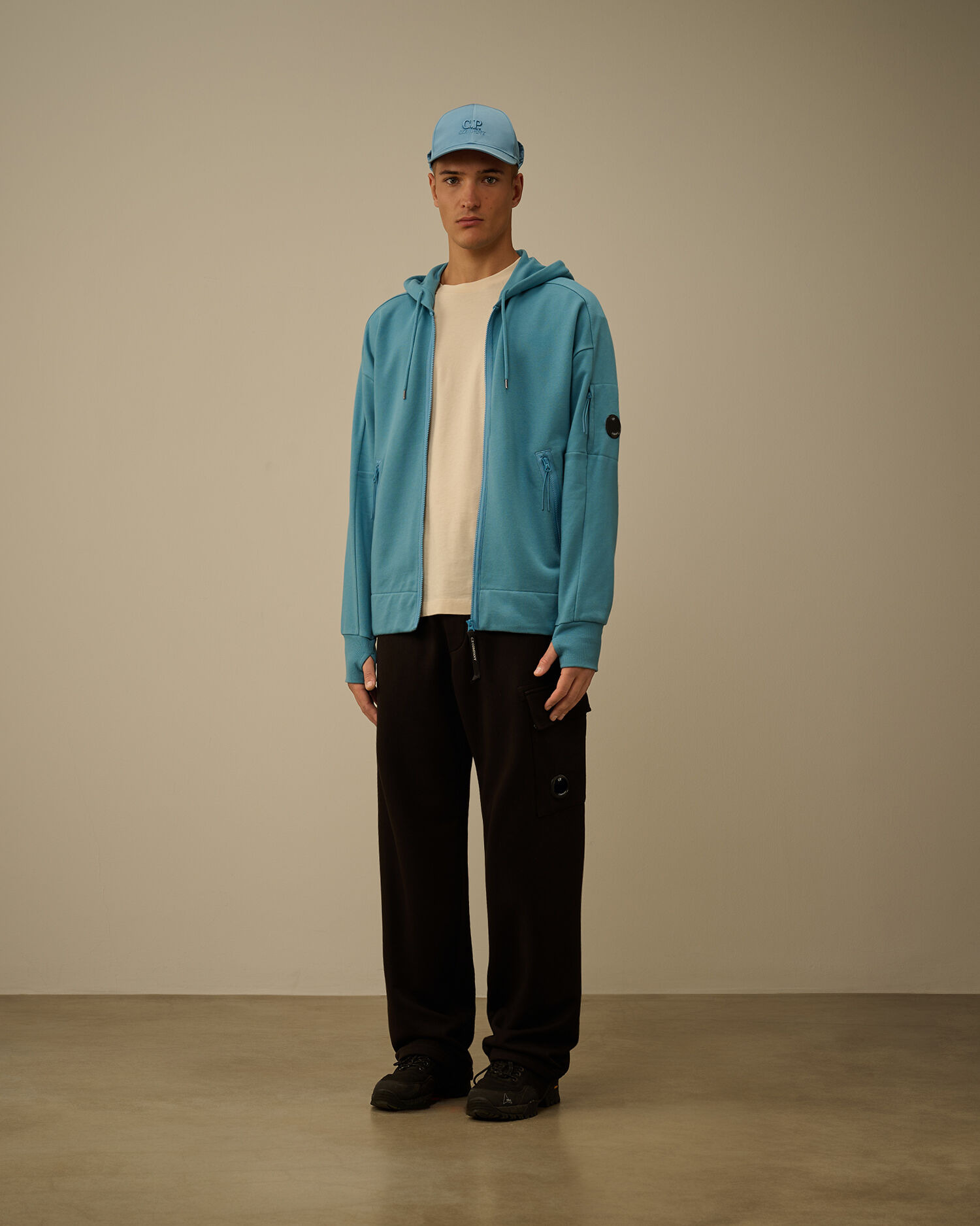 Diagonal Raised Fleece Hooded Full Zip Sweatshirt - 2