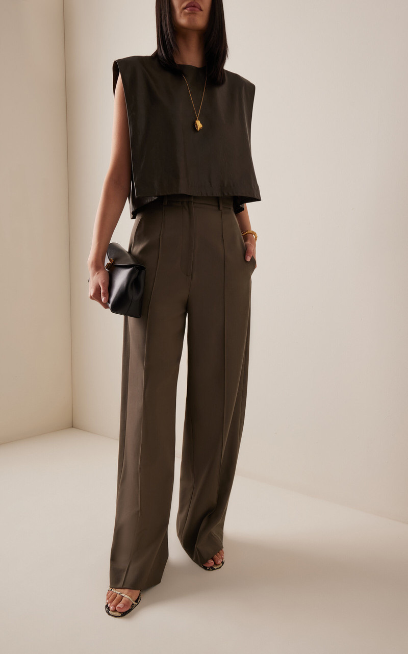 HEIRLOME Antonella Tailored Stretch-Wool Straight-Leg Pants grey outlook