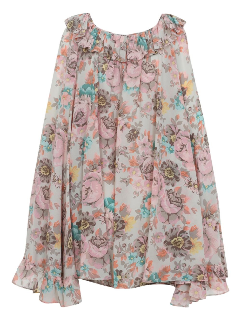 ruffled floral-print mini dress - 2