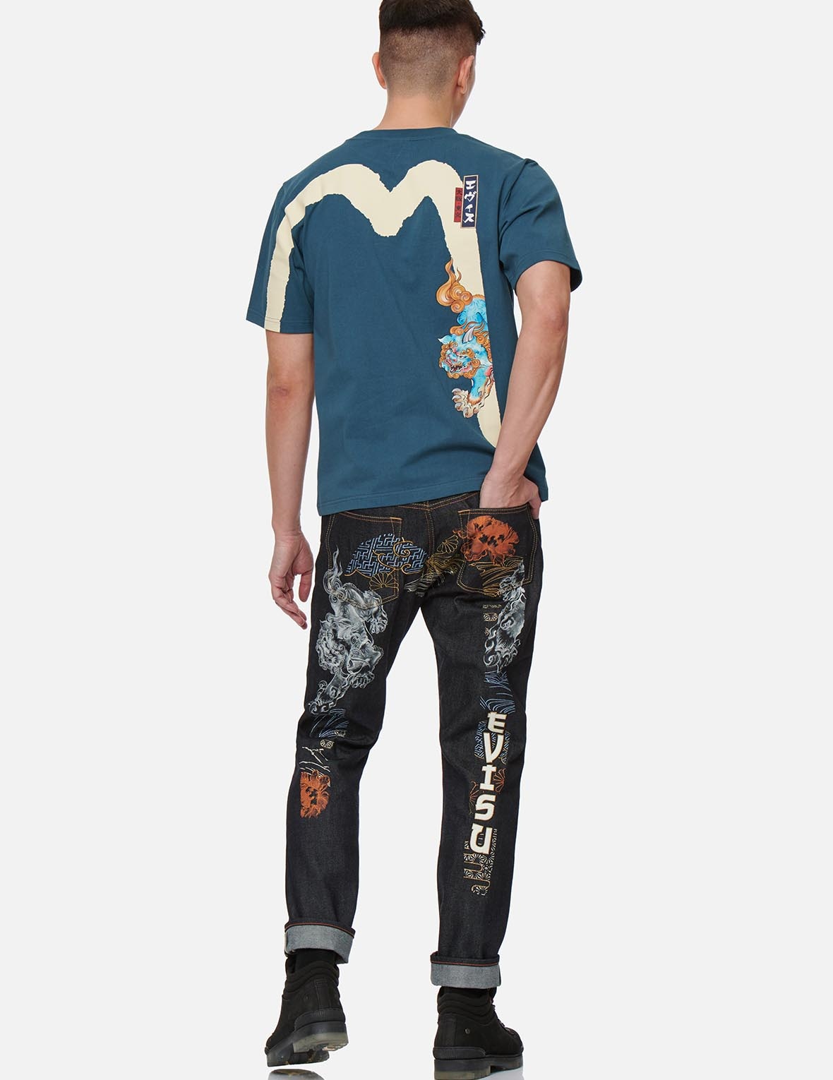 KOMAINU AND JAPANESE-PATTERN DAICOCK CARROT FIT JEANS #2017 - 3