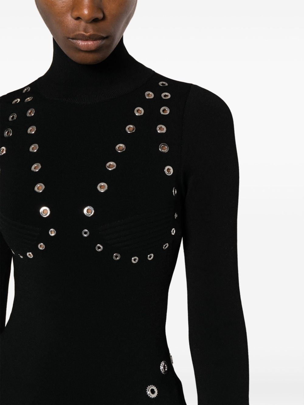 eyelet-embellished knitted top - 5