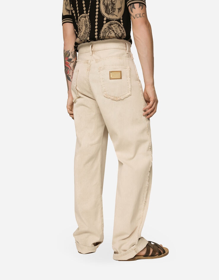 Overdyed jeans with raw hem details - 4