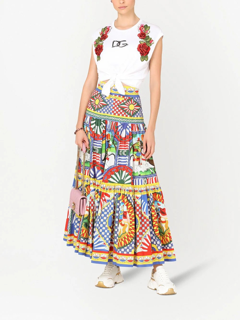 floral-appliqué logo crop top - 2