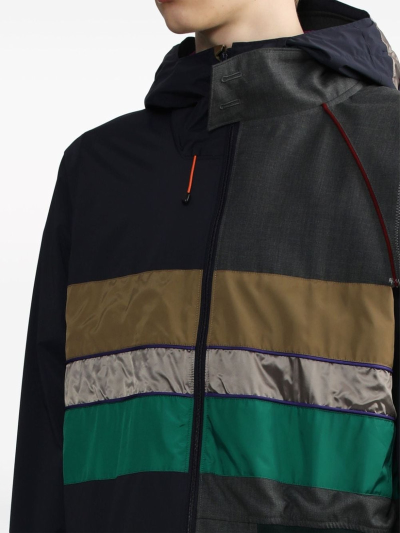 contrasting-panel hooded jacket 5