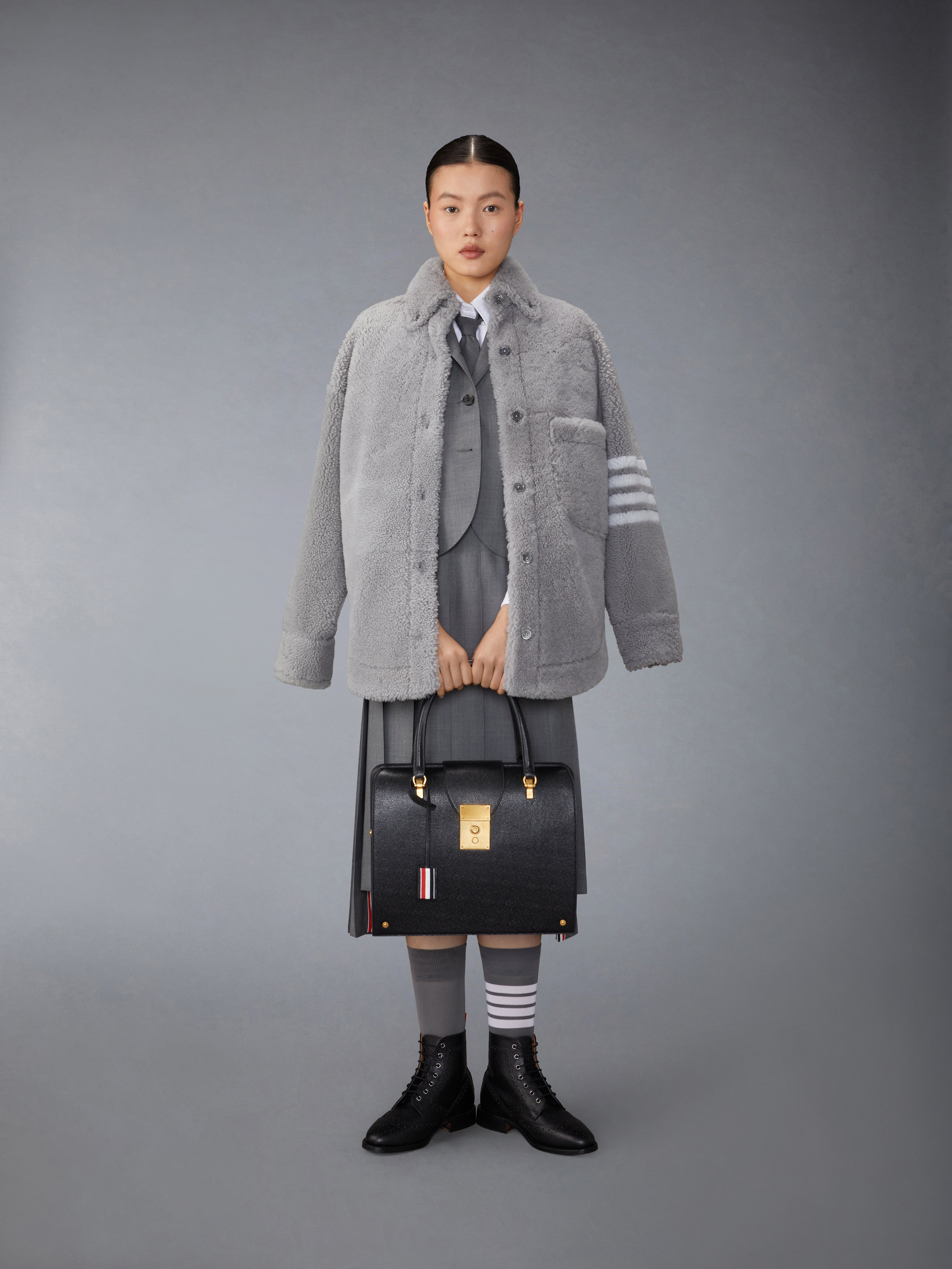 SUPERSIZED SHIRT JACKET W/ 4 BAR IN DYED SHEARLING - 4
