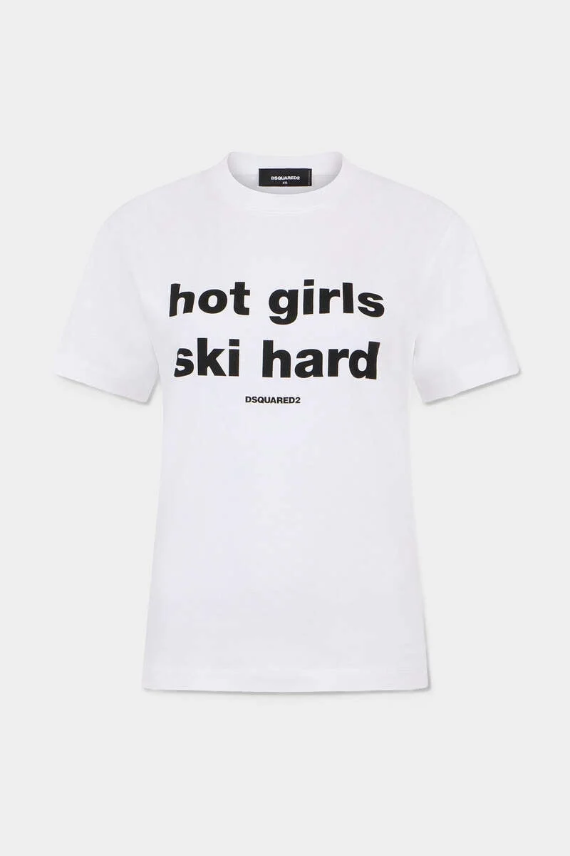 HOT GIRLS SKI HARD JUST RIGHT FIT T-SHIRT - 1