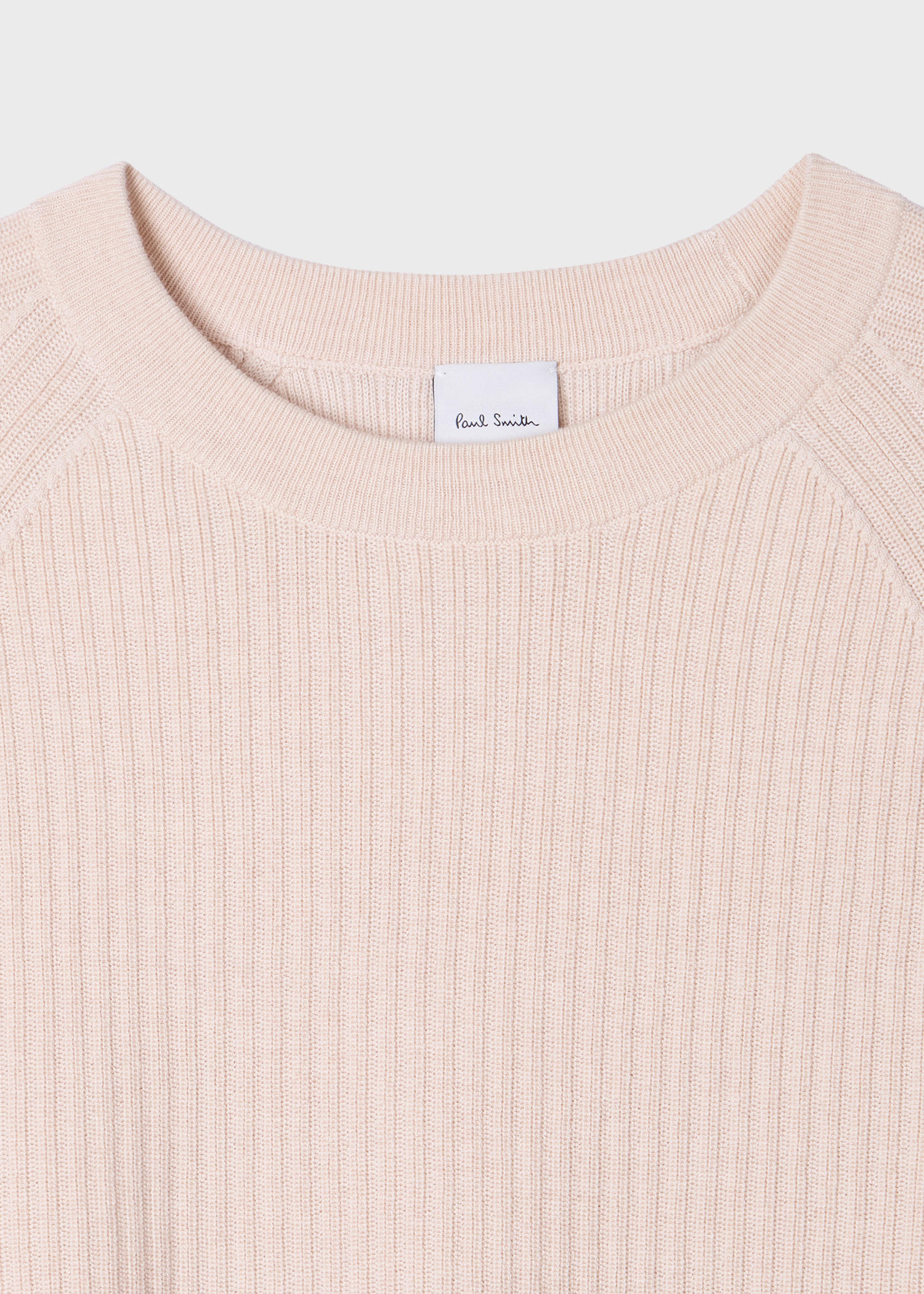 Cream Merino Wool-Cotton Blend Ribbed Sweater - 2
