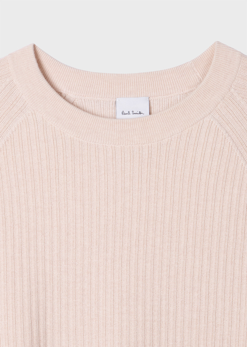 Paul Smith Cream Merino Wool-Cotton Blend Ribbed Sweater outlook