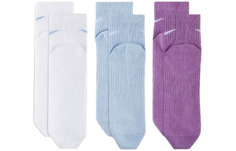 Nike Unisex Plus Lightweight Ankle Sports Training Socks 3 Packs White/Black/Purple Multi-color SX68 - 2