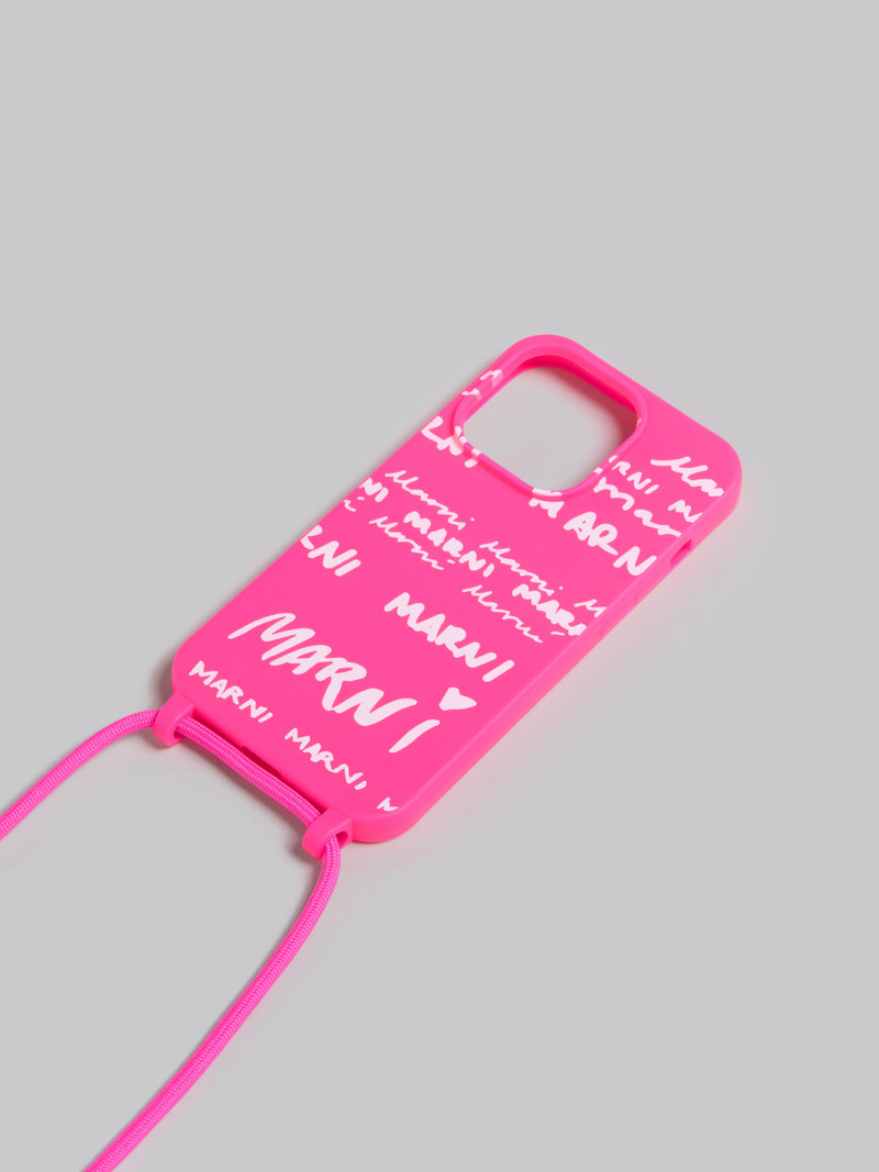 FUCHSIA GUMMY IPHONE COVER WITH NECK STRAP 3