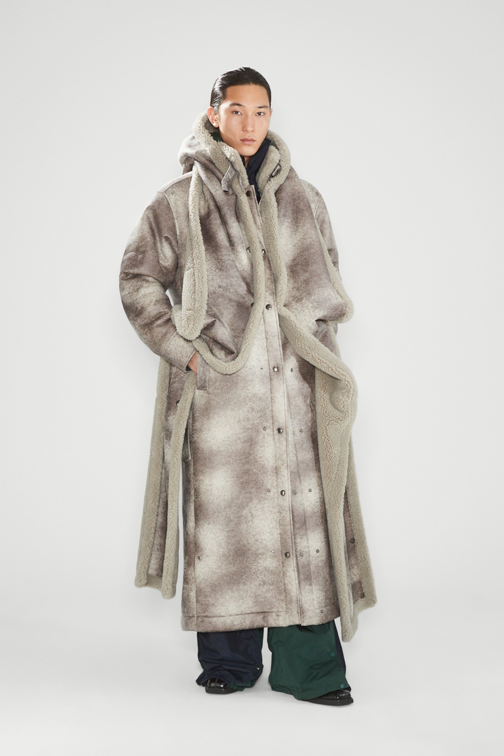 Snap Off Panel Hood Aviator Coat - 3