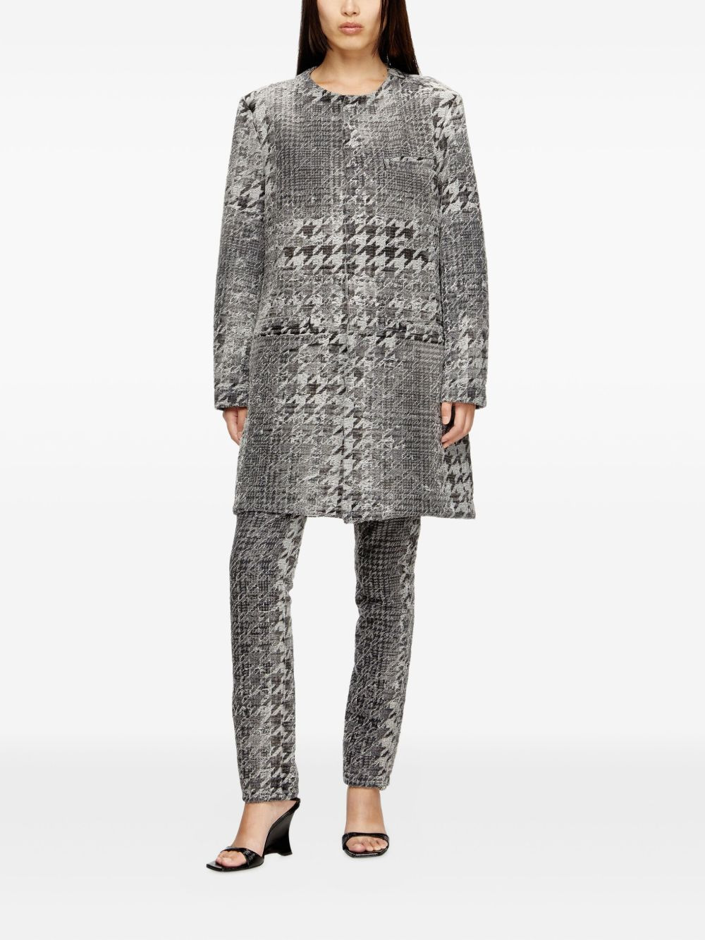 jacquard denim coat - 2