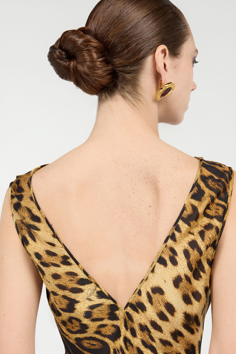 Silk Mini Dress With Jaguar Skin Print 7