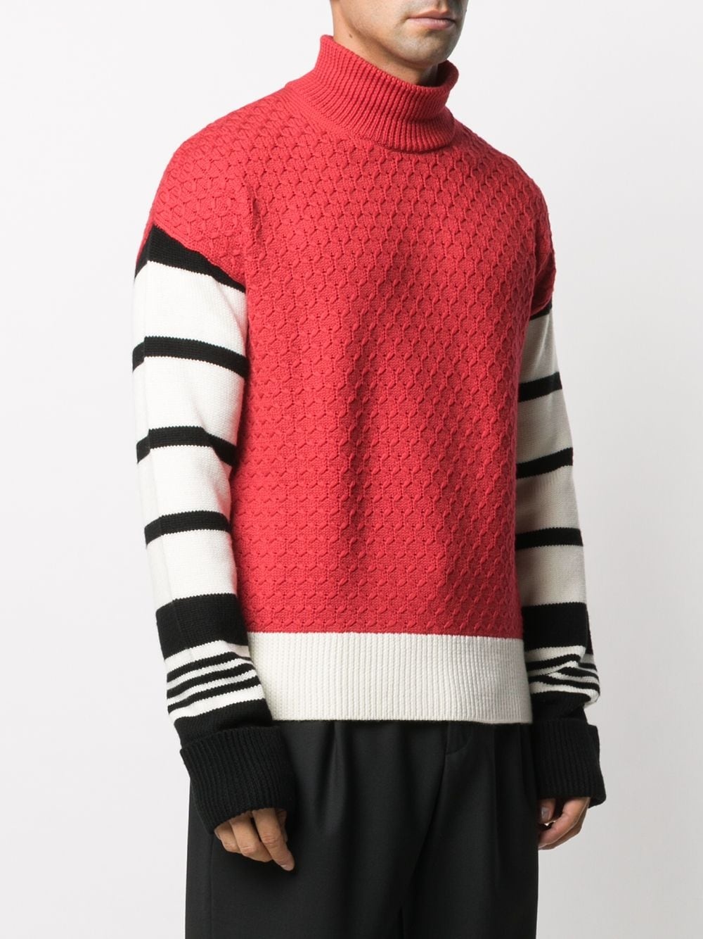 striped-sleeve jumper - 3