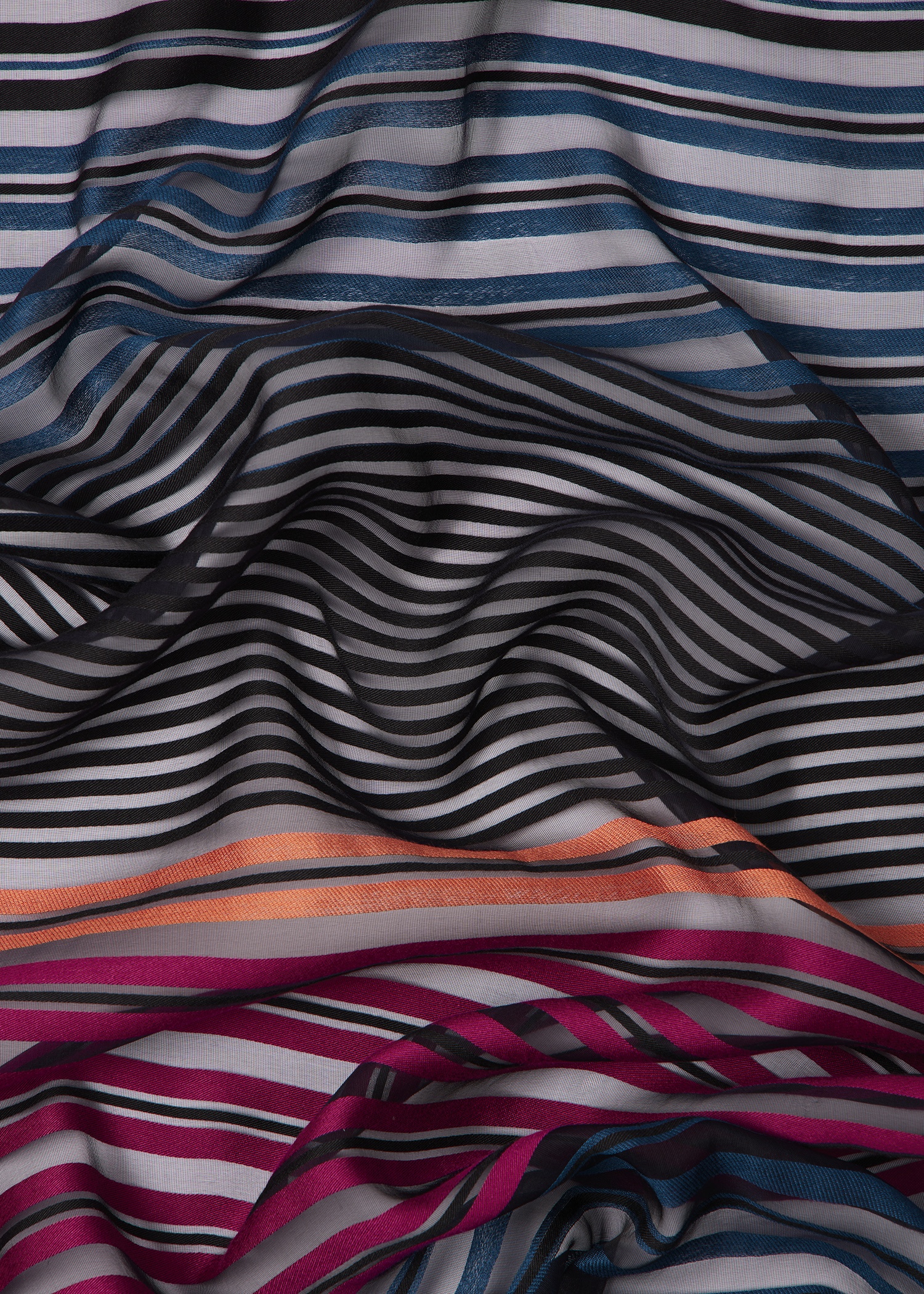 Women's Silk-Blend Multicolour Stripe Sheer Scarf - 3