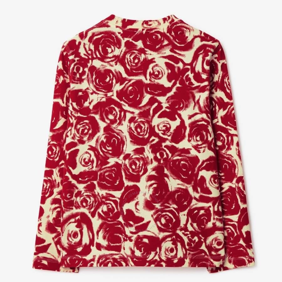 Burberry Long Sleeve Rose Pattern Cotton Top - 2