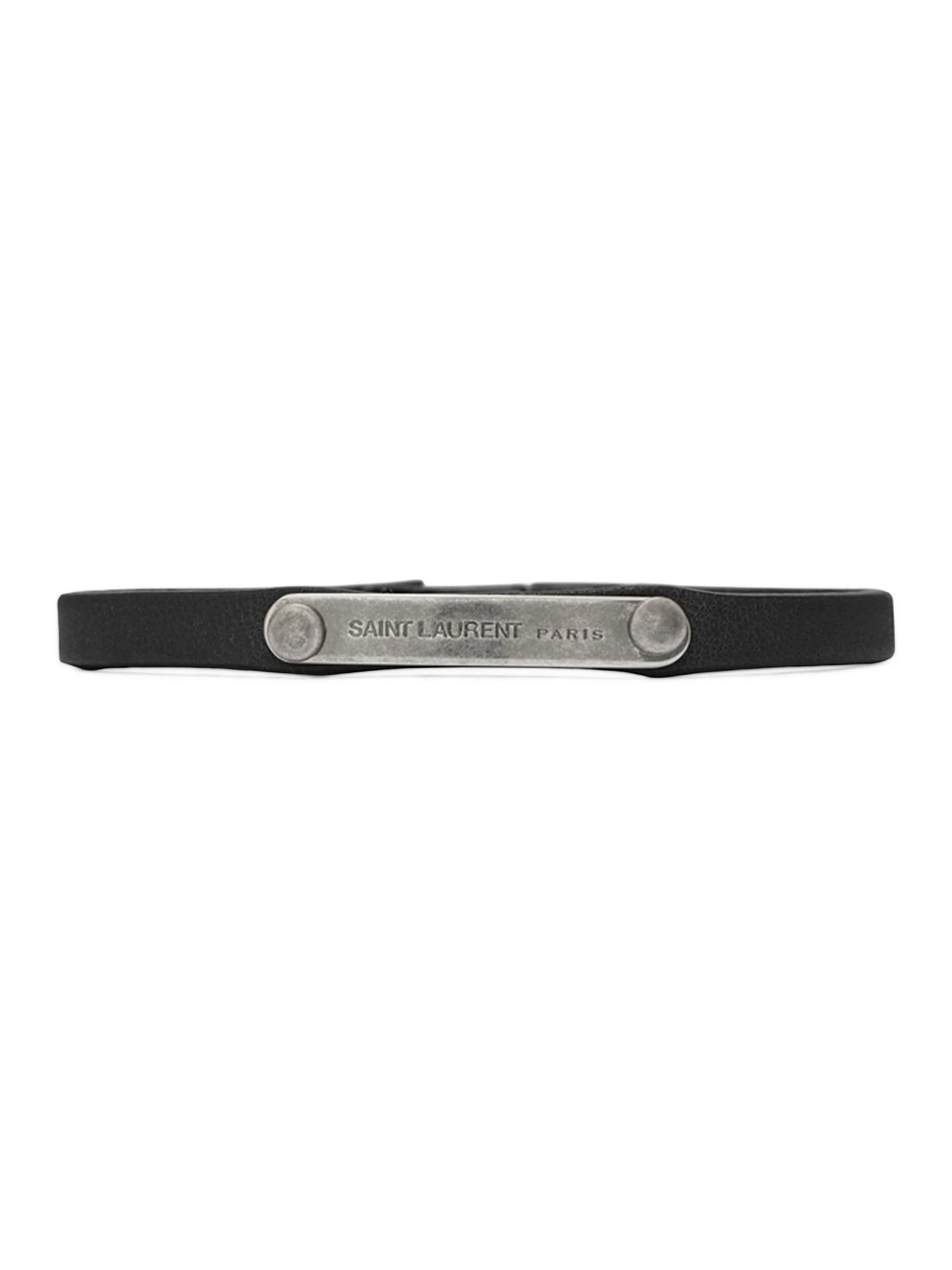Women's Plaque Bracelet in Leather - Black - 1