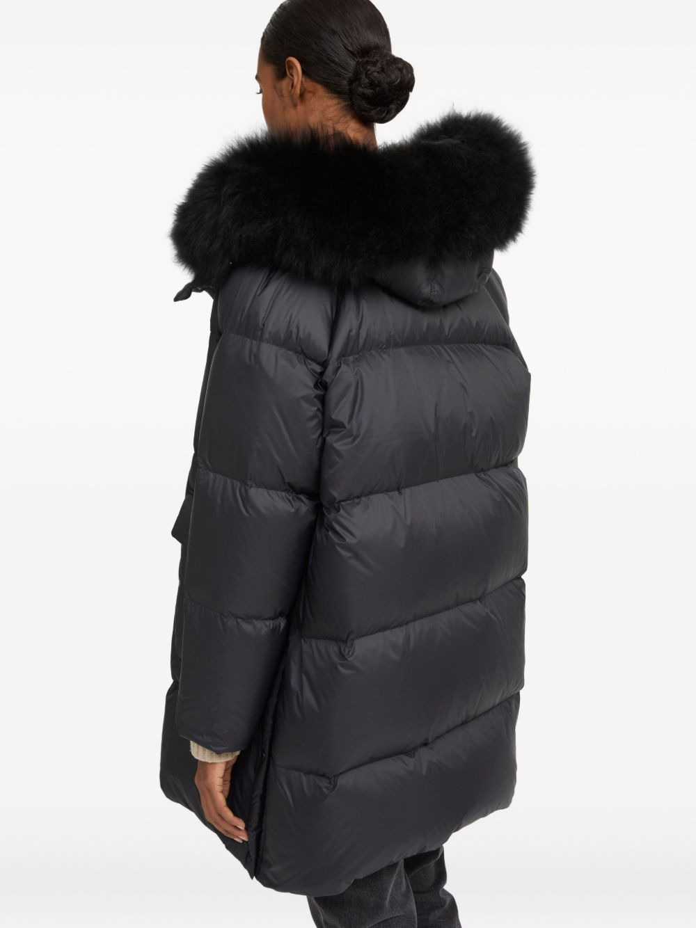 lambshearling-hooded down jacket - 4