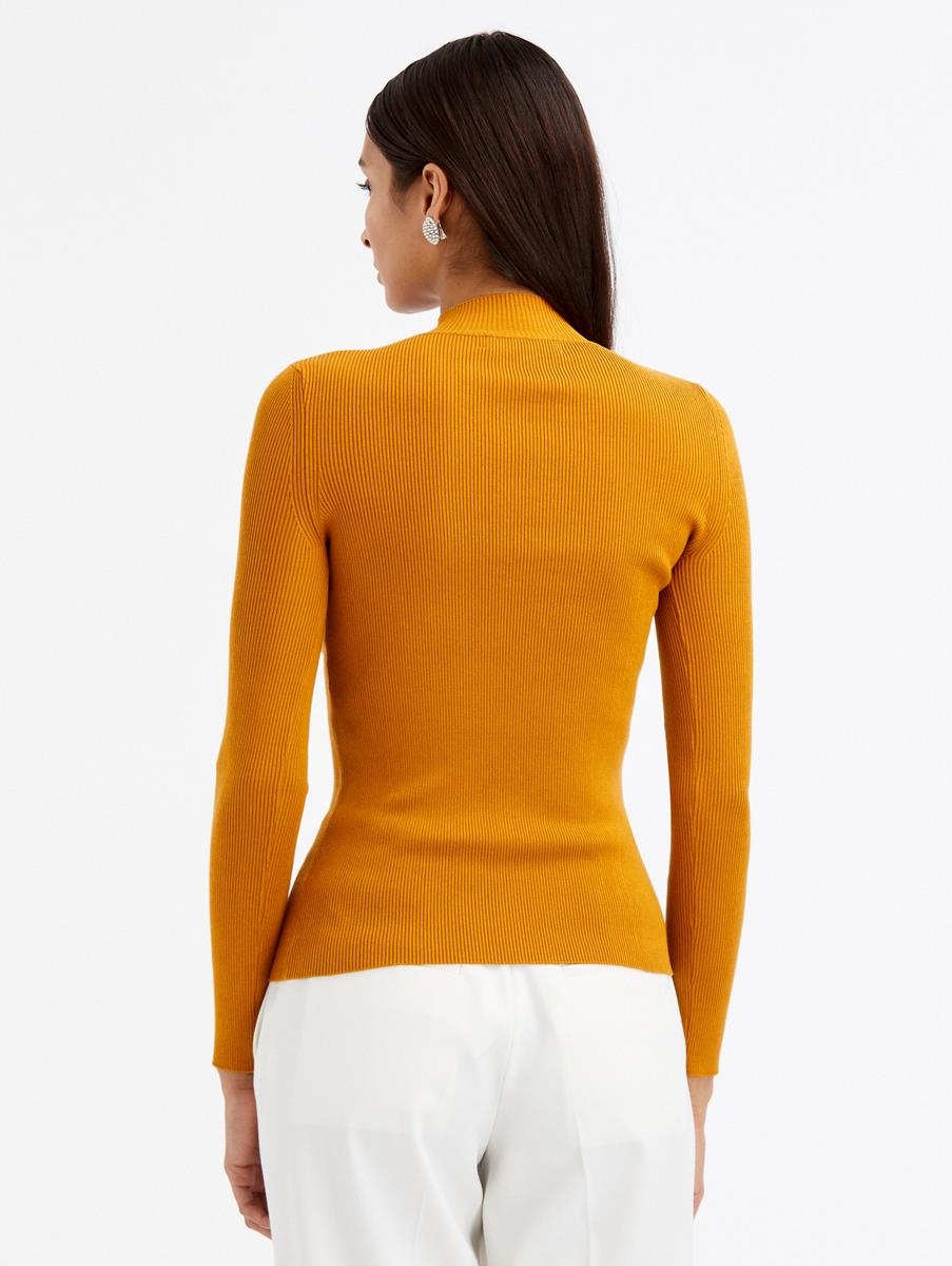 LONG SLEEVE MOCK NECK RIBBED PULLOVER - 3