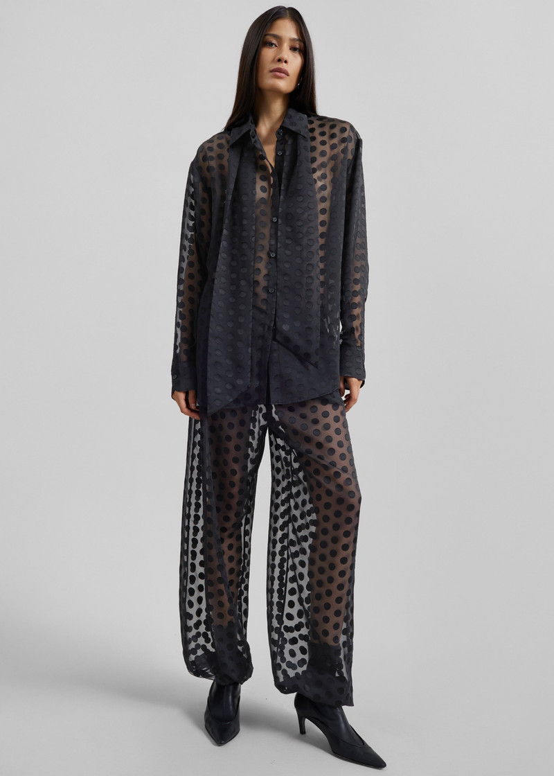 Orissa Sheer Balloon Pants - Black Polka Dot - 1