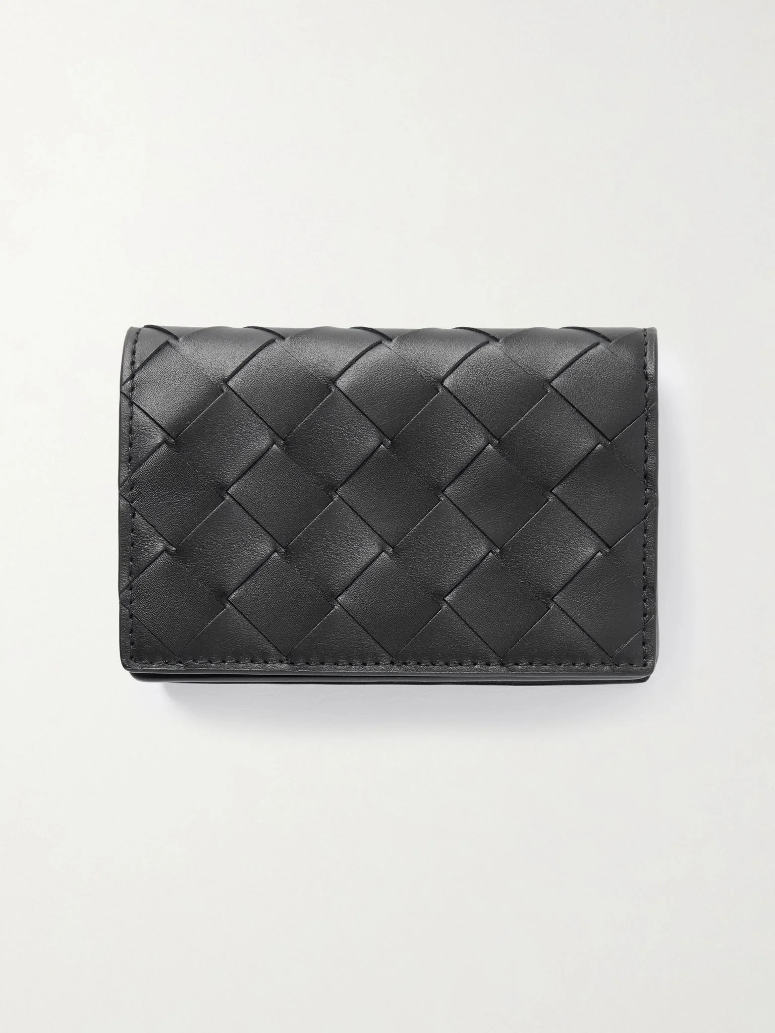 Intrecciato Leather Bifold Cardholder Black - 1