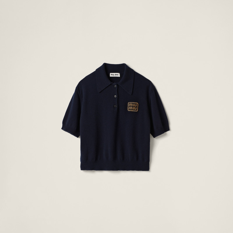 Cashmere knit polo shirt - 1