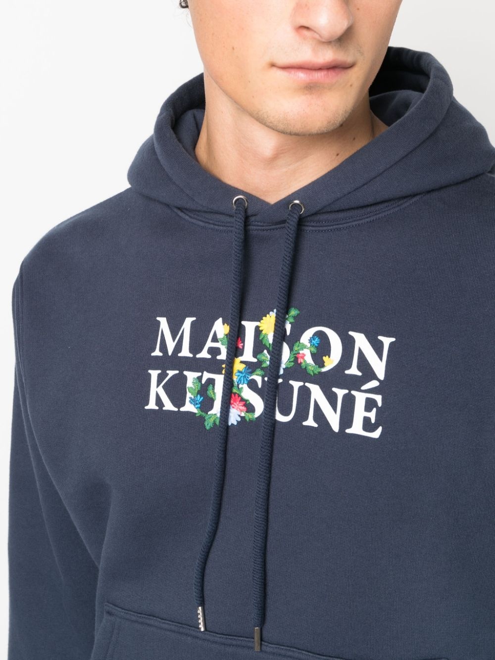 logo-print cotton hoodie - 5