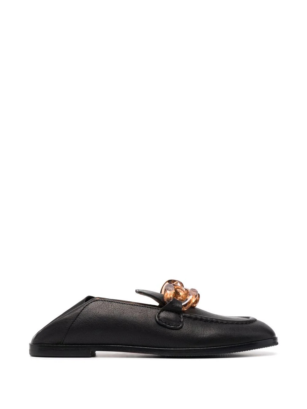 tortoiseshell-effect chain-link loafers - 5