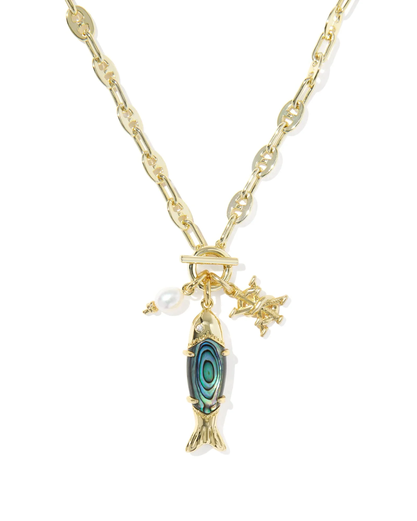 Parker Fish Gold Long Charm Necklace - 1
