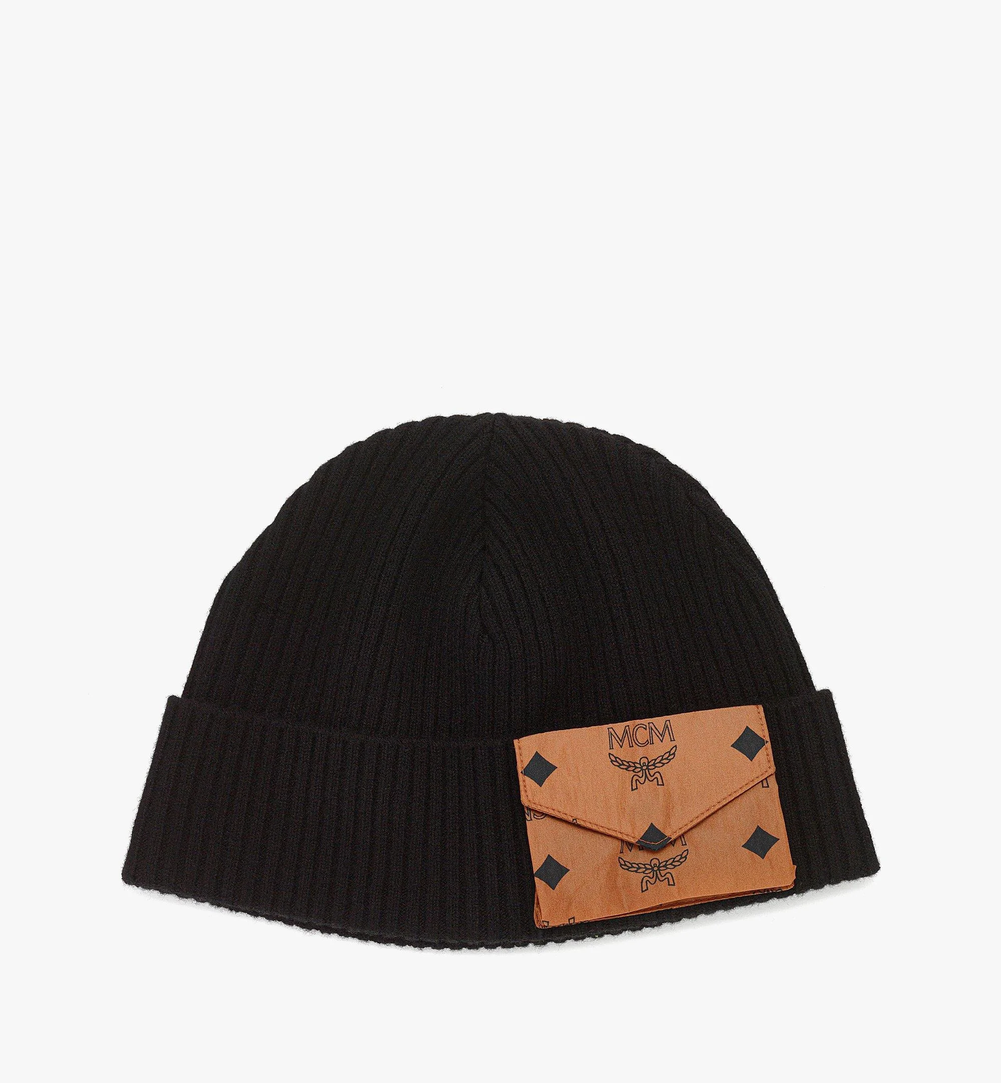 Wool Beanie w/ Monogram Print ECONYL® Pocket - 1