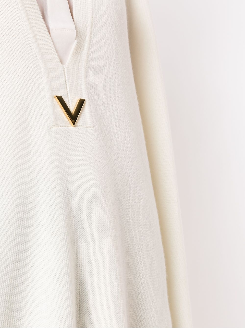 logo-plaque knitted poncho - 6