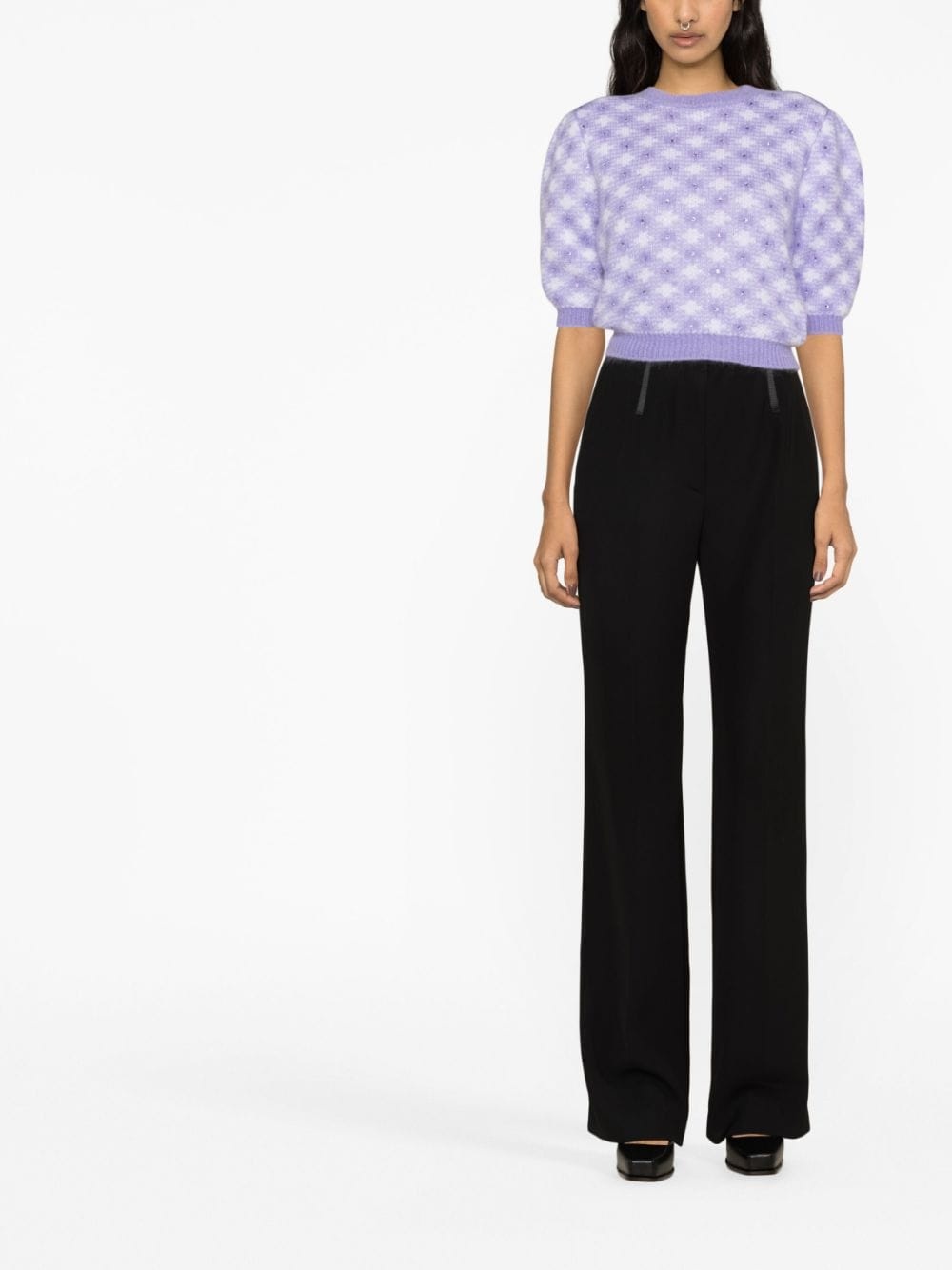 crystal-embellished diamond-jacquard top - 2