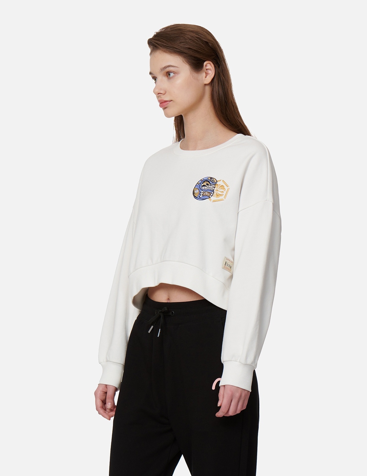 DARUMA AND KAMON EMBROIDERY CROPPED SWEATSHIRT - 7