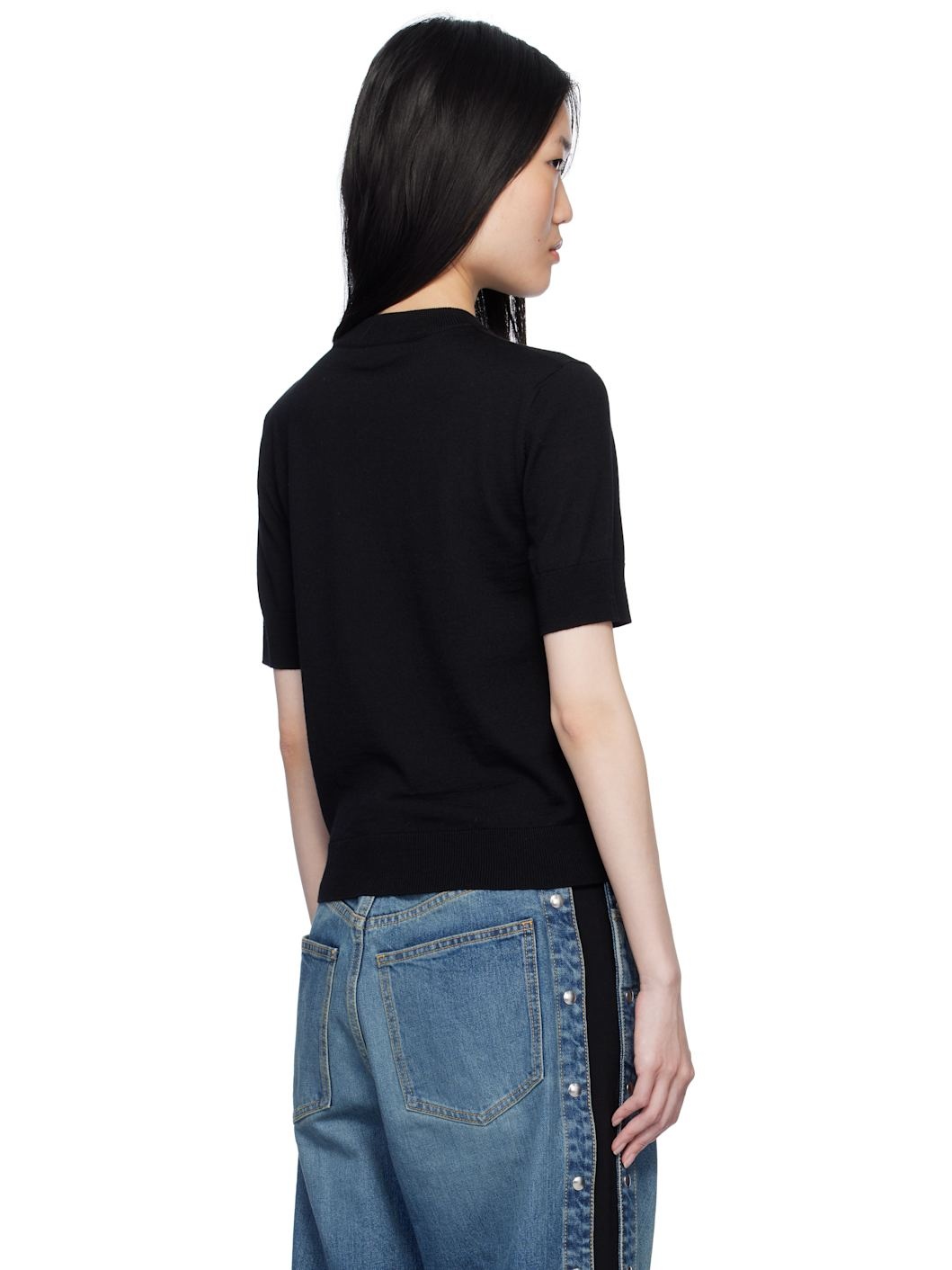 Black 'Balmain Couture' Two-Tone Knit T-shirt - 3