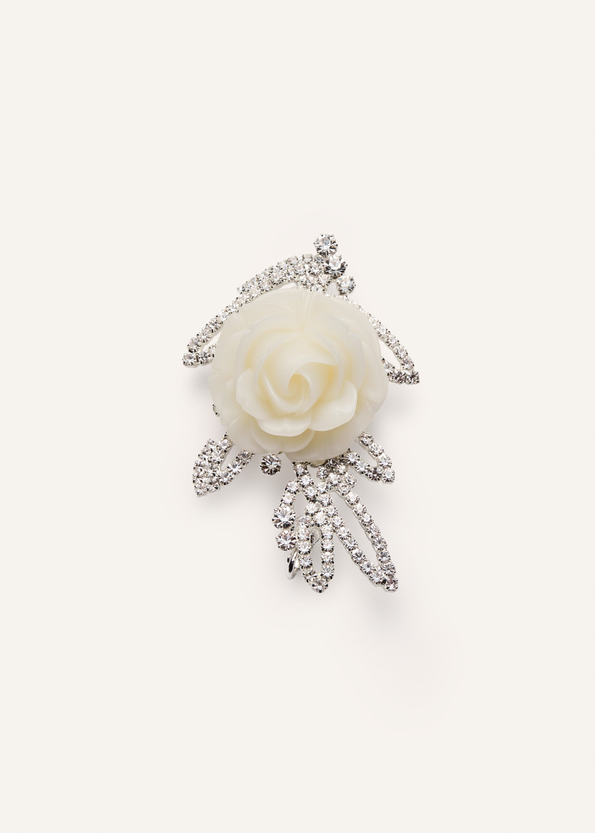 Crystal rose single earring in white - 1