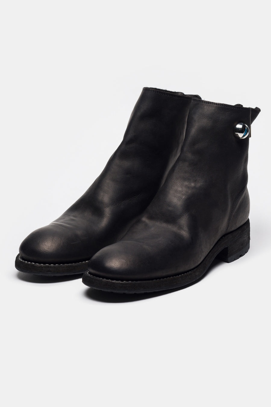 Undercover 996V_EYE Calf Leather Back Zip Boot in Black - 3
