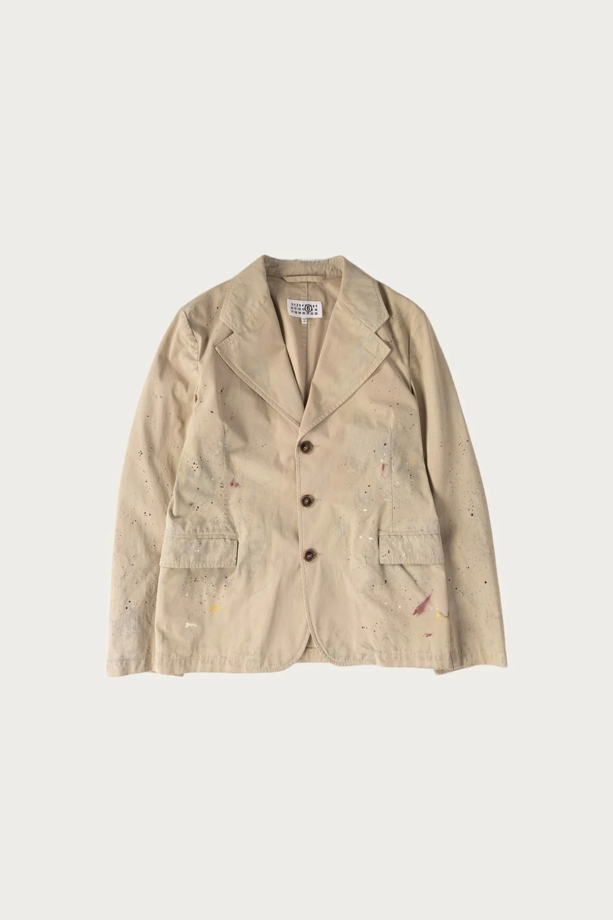 Single Breasted Paint Splatter Jacket - Sand Beige - 1