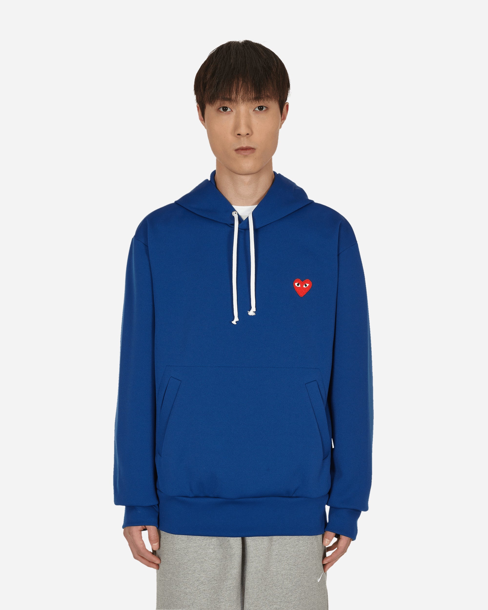 Heart Patch Hooded Sweatshirt Blue - 1