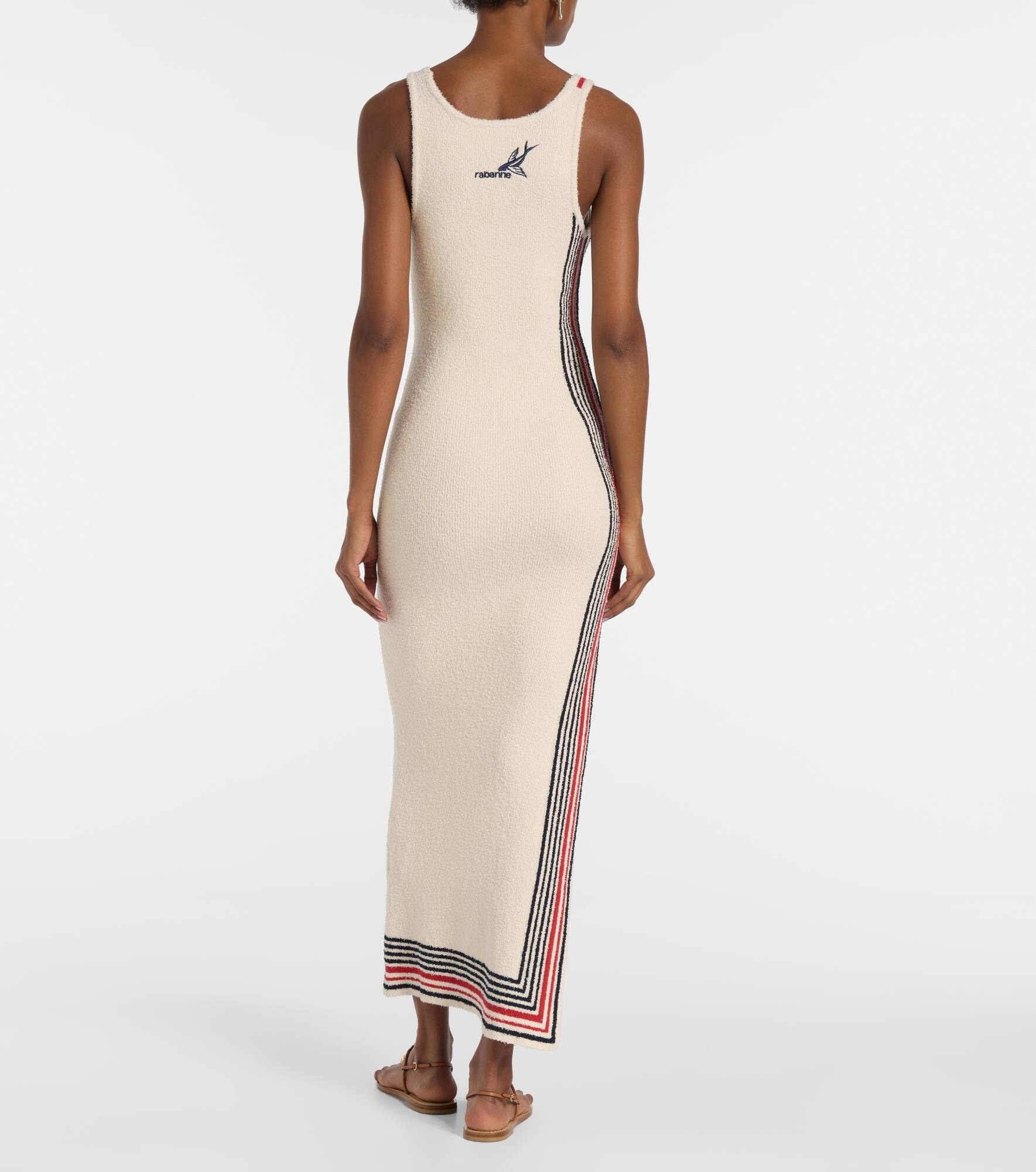 Striped cotton-blend terry midi dress - 3